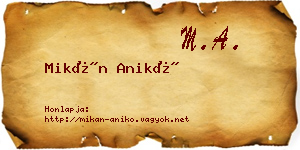 Mikán Anikó névjegykártya